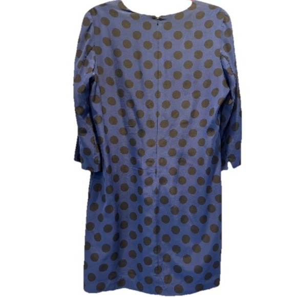 100%Silk Blue Polka Dot Shift Dress Sz‎ L Preppy Old Money Classic Tradwife Norm - Picture 11 of 16